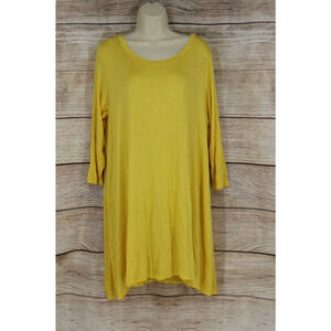 Love In Womens Plus Size 1X 3/4 Sleeve Tunic Top Blouse Shirt Bright Yellow
